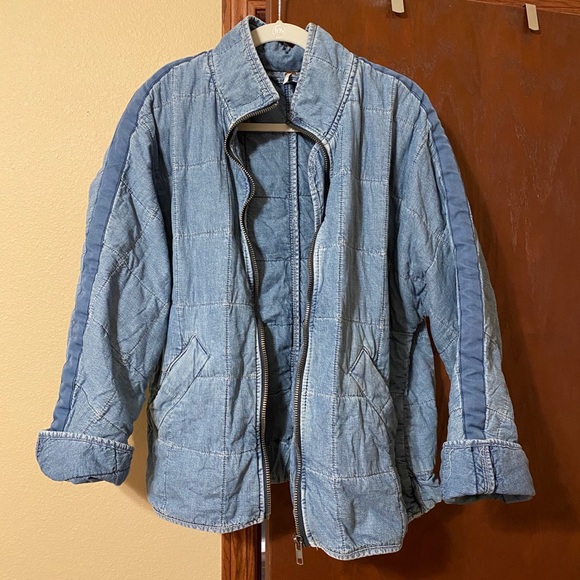 free people dolman quilted denim jacket